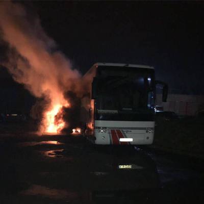 На Львовском автовокзале сожгли польский автобус (фото)