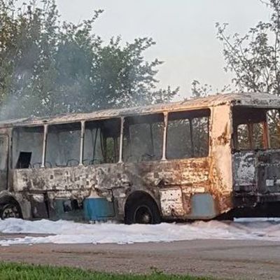 Под Кривым Рогом загорелся пассажирский автобус